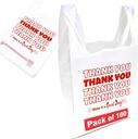 Concession Essentials Disposable & Reusable Thank You T-Shirt Bags- Pack of 100