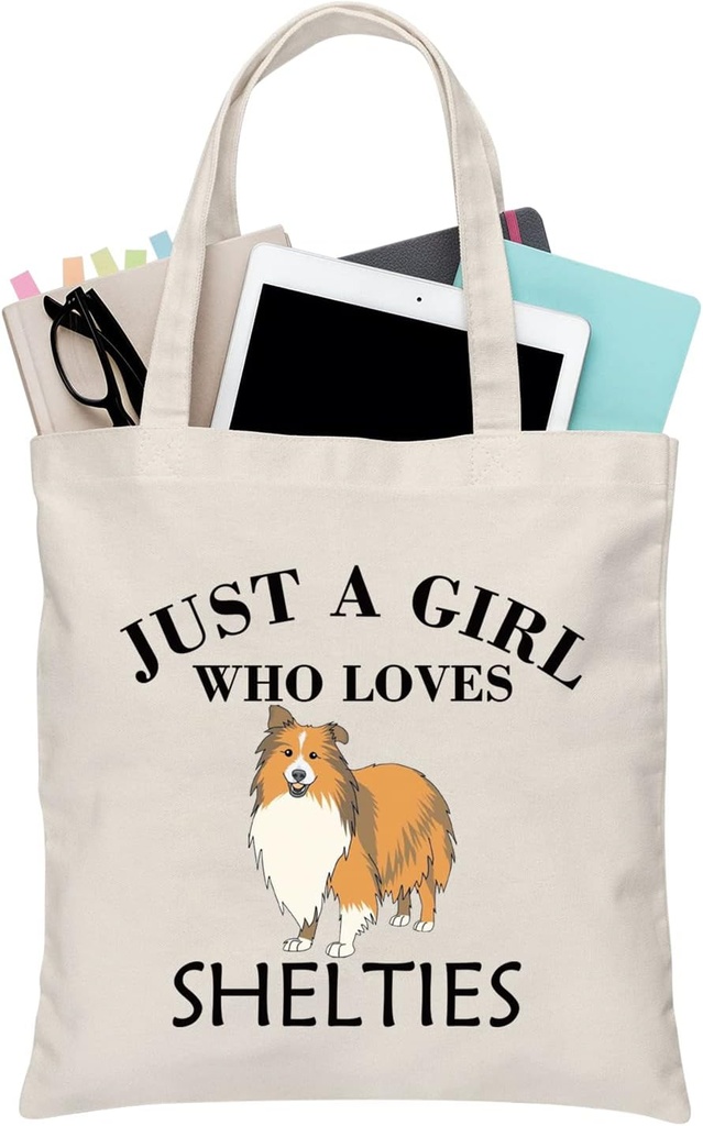 BDPWSS Sheltie Tote Bag Sheltie Mom Owner Gift Just a Gi-rl Who Loves Shelties Gifthfor Sheltie Owner Sheltie Dog Lover Gift