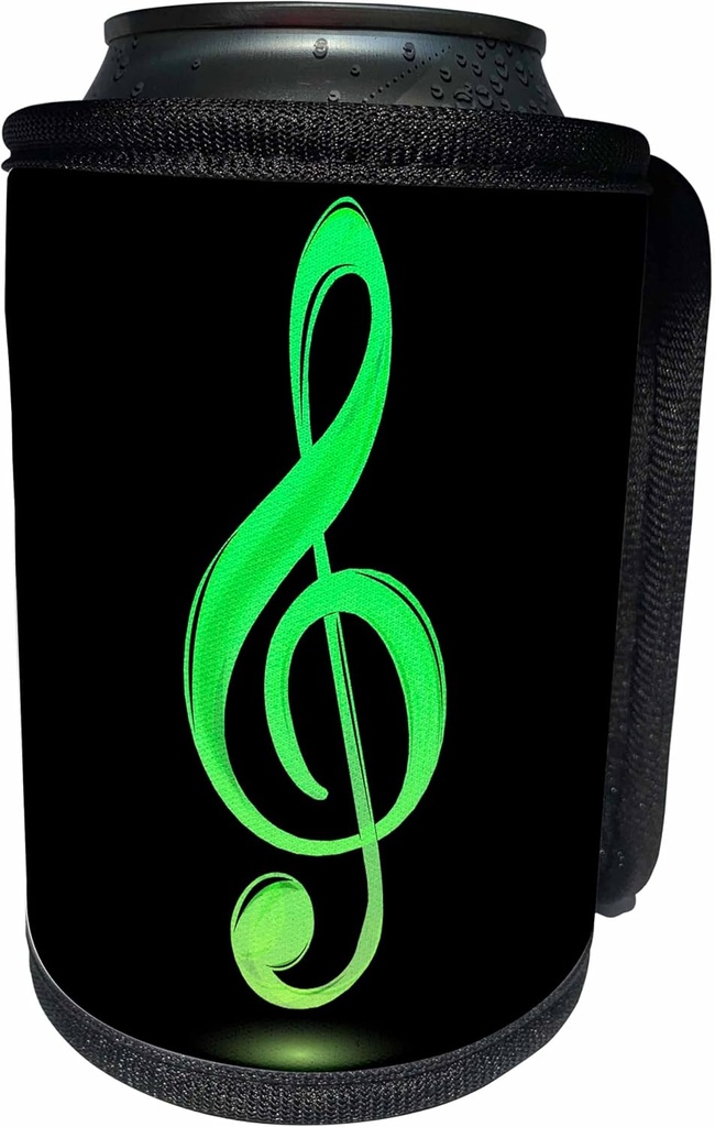 Can Cooler Bottle Wrap - Lime Green Treble Clef Music