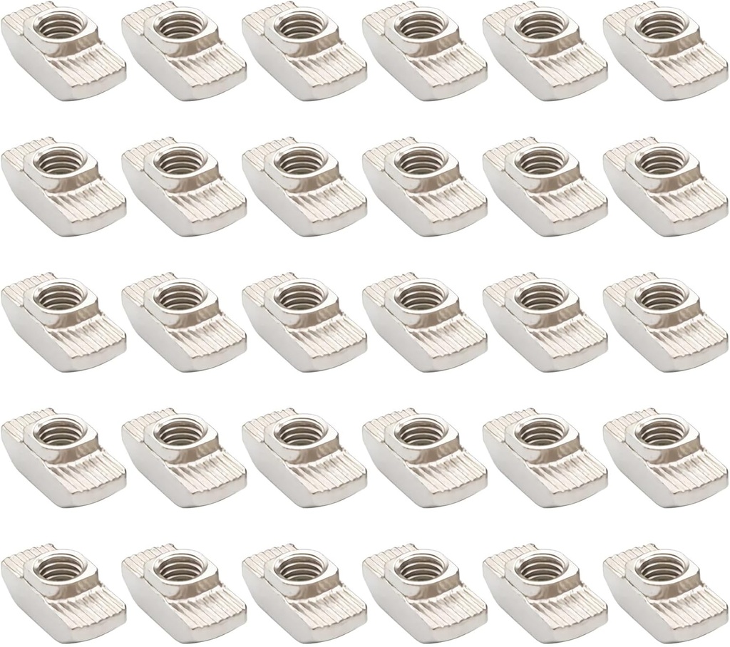 30PCS M8 Sliding T Slot Nuts, European Standard Half Round Roll in T-Nut Fastener for 4040 Series Aluminum Extrusion Profile, Carbon Steel Nickel-Plated (M8)