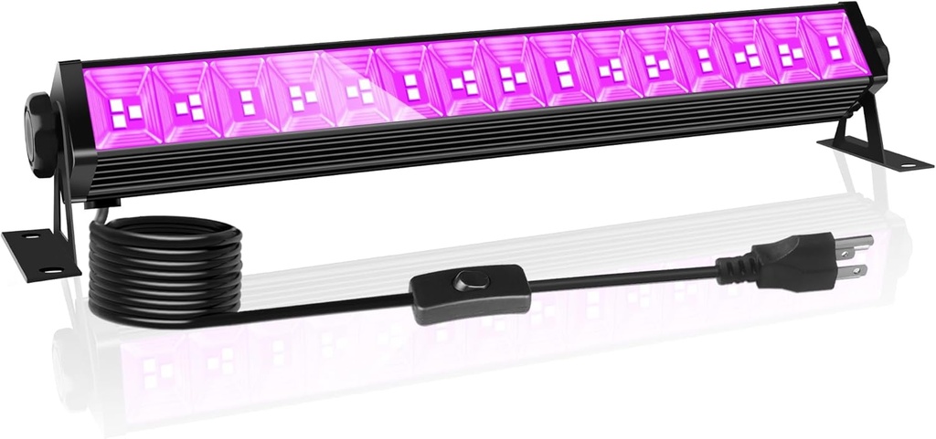 Upgraded 42W LED Black Light Bar, Blacklight Flood Light with Plug+Switch+5.9ft Cord, Light Up 24x24ft Area, for Halloween Glow Fluorescent Party Bedroom Game Room Body Paint Stage Lighting