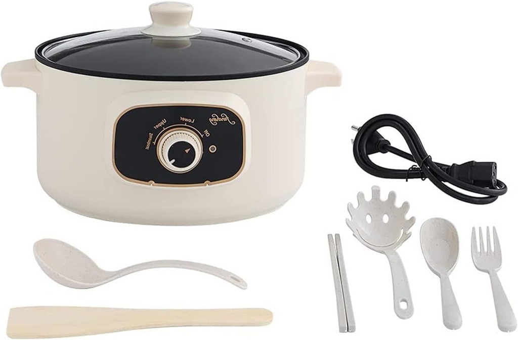 Rice Cooker - Rice Cooker With Steamer Basket, 110V Electric Skillet, Multi-Functional Rice Cooker Food Steamer Nonstick Personal Hot Pot With Lid Home Steam Simmer Stir Fry Griddle