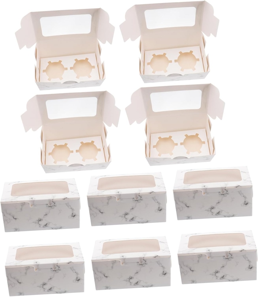 10pcs Paper Cupcake Boxes Window Baking Goods Containers for for Birthday and Wedding Parties and Easy to Carry