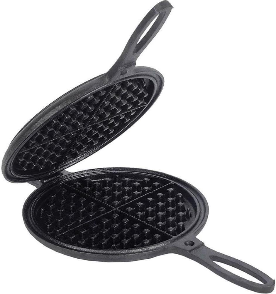 For Cast Iron Waffle Maker. Pre-Seasoned Stovetop 2 Pc Pan Makes 7 Waffles