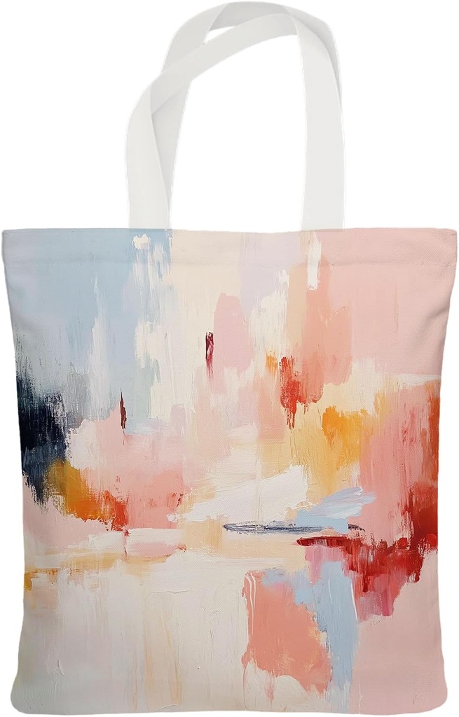 Chicimln Pastel Abstract Boho Tote Bag, Contemporary Minimalist Canvas Tote Bags for Women, Mid Century Modern Abstract Reusable Grocery Shopping Bags