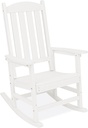 LUE BONA Outdoor Rocking Chair, HDPS Poly Rocking Chair, All Weather Resistant Plastic Outdoor Indoor Porch Rocker for Patio, Lawn, Garden, 300LBS, White