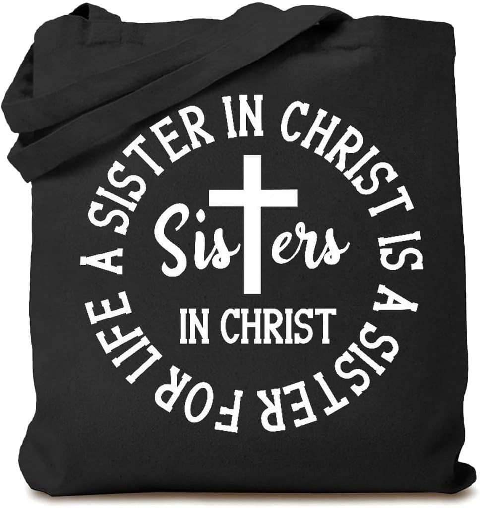 Christian Canvas Tote Bag for Women A Sister in Christ Shopping Bag Eco-Friendly Bag Reusable Grocery Bag