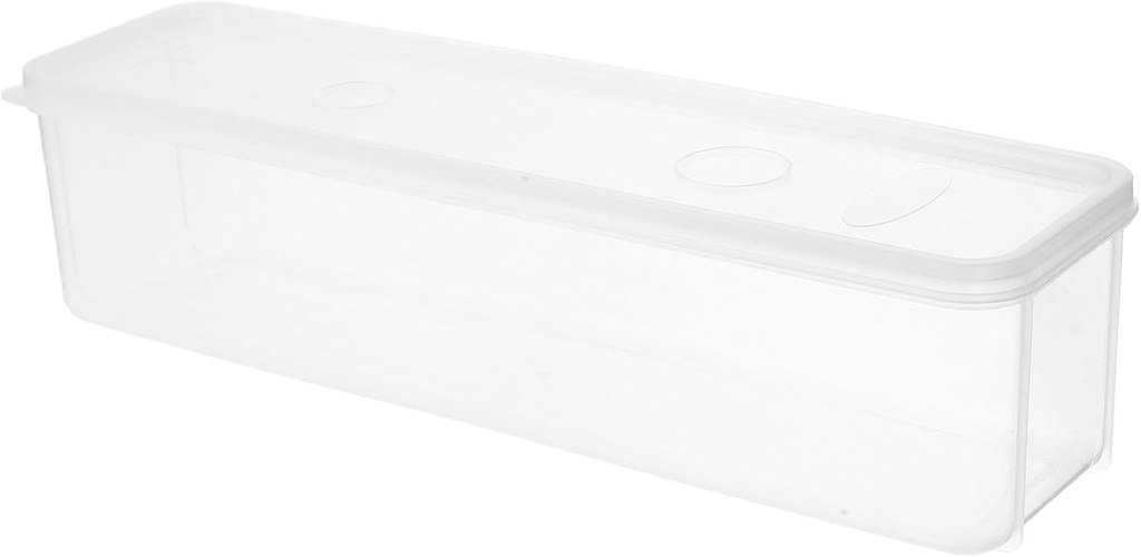 DECHOUS Long Plastic Food Storage Container with Lid for Scallions, Cilantro, Green Onions - Stackable, Airtight, Space-Saving Fridge Organizer Bin, 11.8x3.14x2.95 Inches