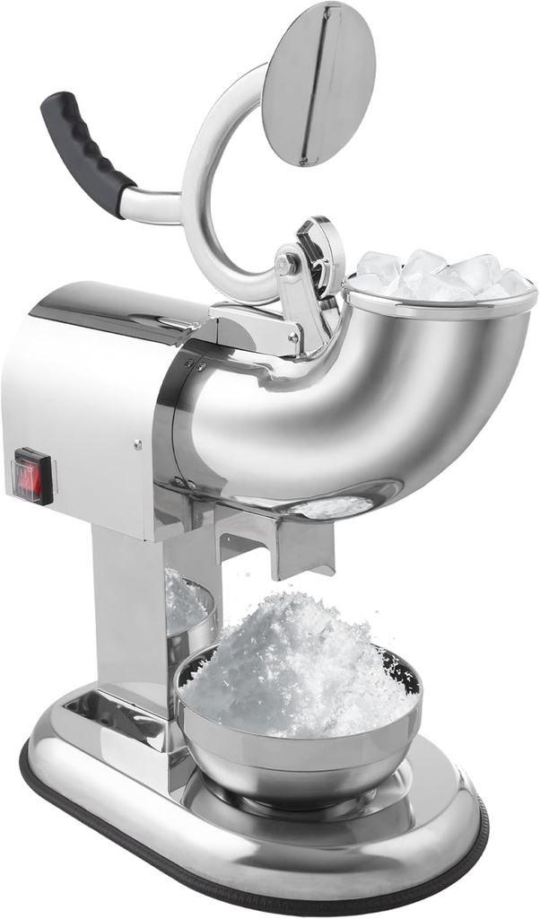 Snow Cone Machine - Ice Shaver with Powerful 250W Motor - Easy to Use Countertop Crushed Ice Maker by Great Northern Popcorn (Stainless-Steel)