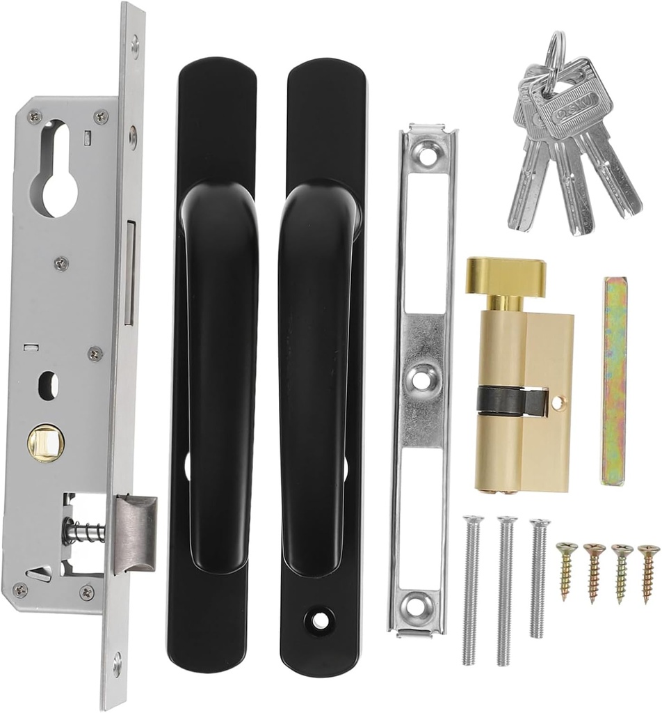 No Drill Door Lock Storm Door Handle Replacement Aluminum Alloy Lever Lock for Pantry
