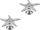 HEVSTIL 2-Pack Silver Starfish Shape Cabinet Knob,Ocean Theme Single Hole Pulls for Cabinet Dresser Knobs Furniture Door