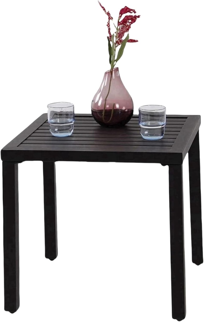 MFSTUDIO Metal Patio Side Table, Small Outdoor Square Coffee Tea Bistro End Table, Black