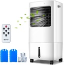 KOTEK 20L Evaporative Air Cooler, 3-in-1 Cooling Fan Humidifier with 3 Modes, 4 Speeds, 7.5H Timer, Large Water Tank & Ice Crystal Boxes, Portable Air Cooler Fan with Swivel Wheels for Home Office