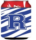 Caroline's Treasures CJ1034-RCC Letter R Initial Tiger Stripe Blue and White Can or Bottle Hugger Cooler Washable Drink Sleeve Collapsible Beverage Insulated Holder, Can Hugger, Multicolor