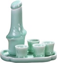 Japanese Sake Cup Set 6 Piece Porcelain PotteryCeramic Cups Crafts Wine Glasses Japanese Sake Set with 1 Sake Serving Bottle and 4 Sake Cups,A