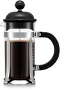 Bodum Caffettiera French Press Coffee Maker, Black Plastic Lid and Stainless Steel Frame, 3-Cup, 12-Ounce