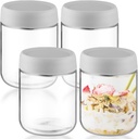4 Pack Glass Jar With Airtight Lids Overnight Oats Containers With Lids Mason Jars Food Storage Containers For Yogurt Snacks Sugar Spice And More (Grey, 500ml/16.7oz)