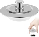 Sink Plug Replacement, Universal Bath Plug, 40-45mm Stainless Steel Push Type Drain Stopper for Kitchen Sink Bathroom Wash Basin