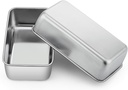 P&P CHEF Loaf Pan Set, 9 x 5 Inch Bread Pans, Stainless Steel Loaf Toast Baking Pans For Bread Meatloaf Lasagna Cake, Healthy & Non Toxic, Oven & Dishwasher Safe,(Silver, 2Pcs)