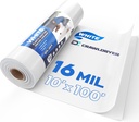 White Crawl Space Vapor Barrier, 16 Mil Vapor Barrier, 10' x 100', White Thick Plastic Sheeting, Heavy Duty Polyethylene Film, White Plastic Drop Cloth Covering for Crawlspace, Basement