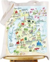 WZMPA Michigan State Map Tote Bag - Michigan Souvenir Gift, Vacation & Trip Shoulder Bag