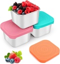 Stainless Steel Snack Containers,Small Metal Food Storage Containers with Lids,Reusable Lunch Condiment Sauce Storage Set,for Travel,Picnic,Office,6oz