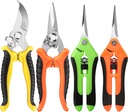 4 Pack Garden Pruning Shears, Stainless Steel Garden Shears, Gardening Shears, Garden Scissors, Clippers, Pruning Snips, Pruning Shears for Gardening Tools (4PCS Yellow Orange Green)