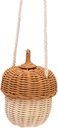 Jeanoko Kids Rattan Storage Basket Hand Woven Decorative Acorn Shaped Basket Bag Wall Hanging Basket Farmhouse Decoration for Boys Girls Photography Props (Small Shoulder Bag)