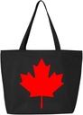 shop4ever Canada Leaf Heavy Canvas Tote with Zipper Canadian Flag Reusable Shopping Bag Zip