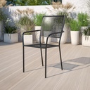 Flash Furniture Commercial Grade Black Indoor-Outdoor Steel Patio Arm Chair with Square Back