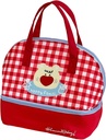 Cute Dual Compartment Lunch Bag for Women, Kawaii Insulated Lunch Tote, Small Bento Cooler Bag for Picnic, Outdoor (Gingham Bear)