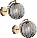 KCO Lighting Mid Century Modern Wall Mount Light Gold Wall Sconces Set of 2 Vintage Smoked Glass Wall Sconces Set of Two Farmhouse Bathroom Vanity Light Fixtures Brass Wall Sconce Globe Lamp