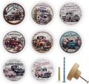 JamJam 8 Pack 1.8" Wooden Rustic Farmhouse Cabinet Knobs Vintage Car Wih Flower Heme Nursery Kids Room Dresser Drawer Knobs and Pulls