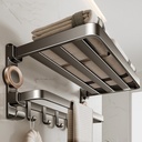 Bathroom Towel Rack Double Foldable Suction Cup Towel Shelf Wall Mounted Towel Bar Organizer Toilets Verandahs Towel Holder Simple Installation No Drill(60CM/23.6IN)