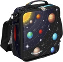 Universe Galaxy Solar System Planets Kids Lunch Box Insulated Lunch Bag Tote for Girls Boys, Cooler Freezable Meal Prep Bag with Shoulder Strap Waterproof Lunch Container for School Office Picnic