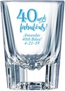 Personalized Color Printed Barcraft Shot Glass - 40 and Fabulous - Blue - 12 pack
