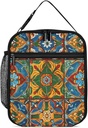Insulated Lunch Bags for Women Reusable Lunch Boxes Mexican Ceramic Tile Waterproof Tote Bag Lunch Cooler Bag for Work