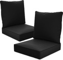 24" x 24" x 6" Outdoor Deep Seat Cushions Set - 2 Set Waterproof & Fade Resistant Patio Furniture Replacement Cushions, Non-Slip Outdoor Cushions Fit Loveseats, Couches, Chairs, and Sofas.