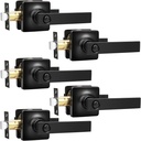 GOBEKOR 5 Pack Matte Black Interior Door Handles With Lock for Bedroom Bathroom - Square Lever Privacy Handles
