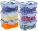 KIGI 6 Pack 6OZ Small Plastic Rectangular Bento Box Leakproof Food Storage Containers with Lids Airtight Mini Meal Prep