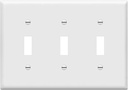 ENERLITES Triple Light Switch Wall Plate, Gloss Finish, Standard Size 3-Gang 4.50" x 6.38", Unbreakable Polycarbonate Thermoplastic, 8813-W, White