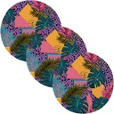 3 Pcs Trivet for Crock Pot Tropical Leaves Purple Leopard Retro 15in Polyester-Cotton Thread Weave Modern Farmhouse Decorations alfombrilla de para cocina