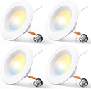 Amico 4 Pack 5/6 inch 5CCT LED Recessed Lighting, Dimmable, 12.5W=100W, 950LM, 2700K/3000K/4000K/5000K/6000K Selectable, Retrofit Can Lights with Baffle Trim, IC Rated - ETL & FCC, White