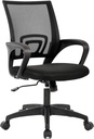 BestOffice | Ergonomic Office Chair | Mid-Back Swivel Desk Chair | Breathable Backrest & Lumbar Support | Adjustable Height | Sponge Seat | Rolling Wheels | Black | for Adults & Women
