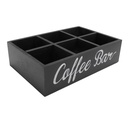 Coffee Station Organizer with Divider, Wooden Coffee Bar Countertop Storage Basket with 6 Compartments for Organizing Coffee Pods Stir Sticks Tea Bags Sugar Packets