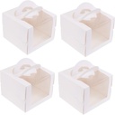 4Pcs White Birthday Cake Holder Portable Cake Cases with Decorative Window for Storing Displaying Desserts at Parties Weddings Celebrations