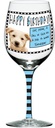Enesco Hoots 'N Howlers Happy Birthday Wine Glass, 8.875-Inch