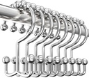 Utopia Bedding Double Glide Roller Set of 12 Shower Curtain Hooks, Double Sided Rings, Rust Proof Shower Curtain Rings, Nickel