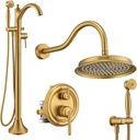 Freestanding Tub Faucet & Rain Shower System Combo- BG