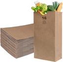 EcoQuality 100 Brown Kraft Paper Bag (16 lb) Small - Paper Lunch Bags, Snacks, Gift Bags, Grocery, Merchandise, Party Bags,To Go, Carry Out, Recyclable (7 3/4" x 4 13/16" x 16") (16 Pound Capacity)
